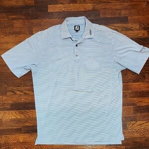 FootJoy Men's Mountain Cup 2021 White and Blue Short Sleeve Polo Shirt Large